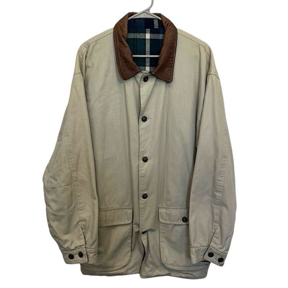 Geoffrey Beene Vintage Reversable Chore Utility Barn Corduroy Flannel Jacket L - Picture 9 of 15